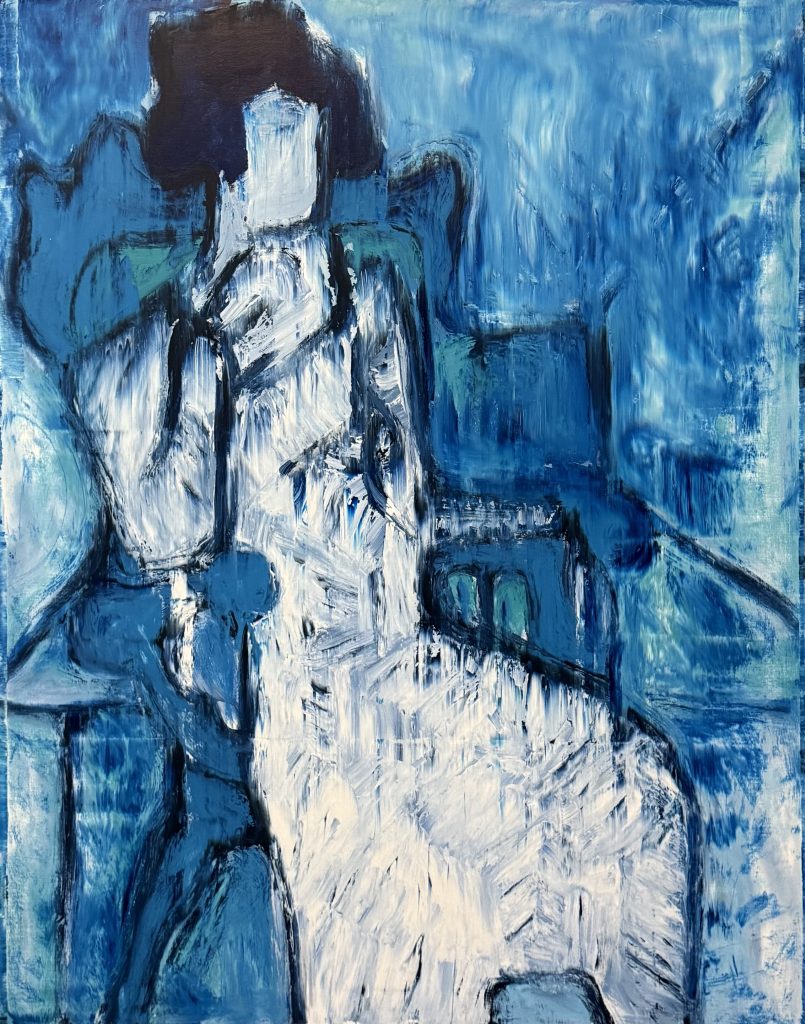 Woman Sitting In Blue, 2024 - Saverpierre Maggio